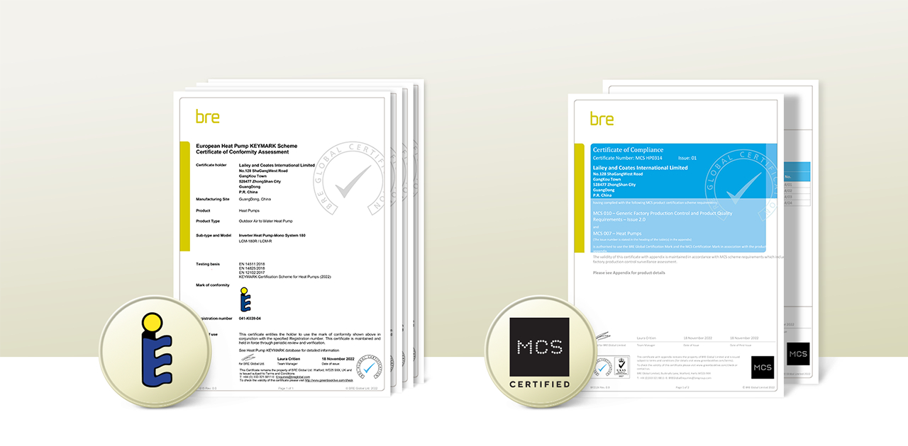 Keymark or MCS certificate